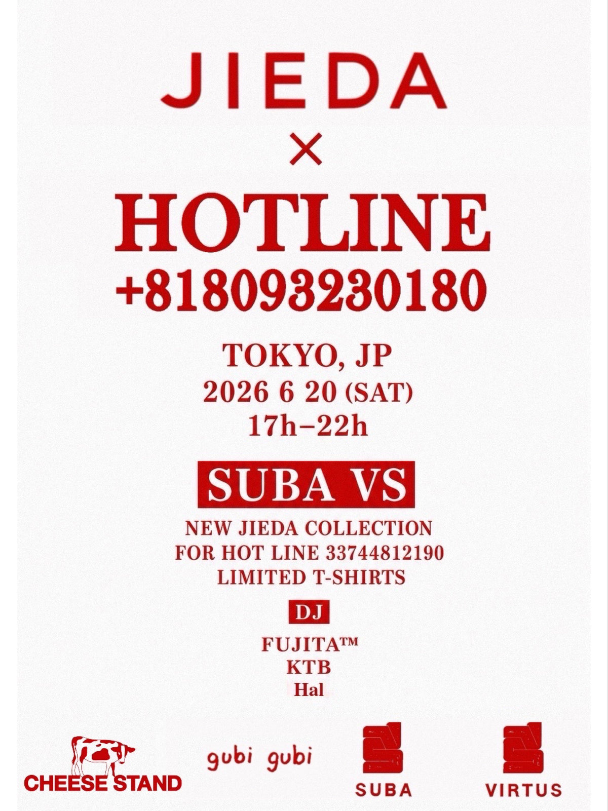 6/20 @SUBA VS // JIEDA × HOTLINE × SUBA VS × CHEESE STAND × gubi gubi