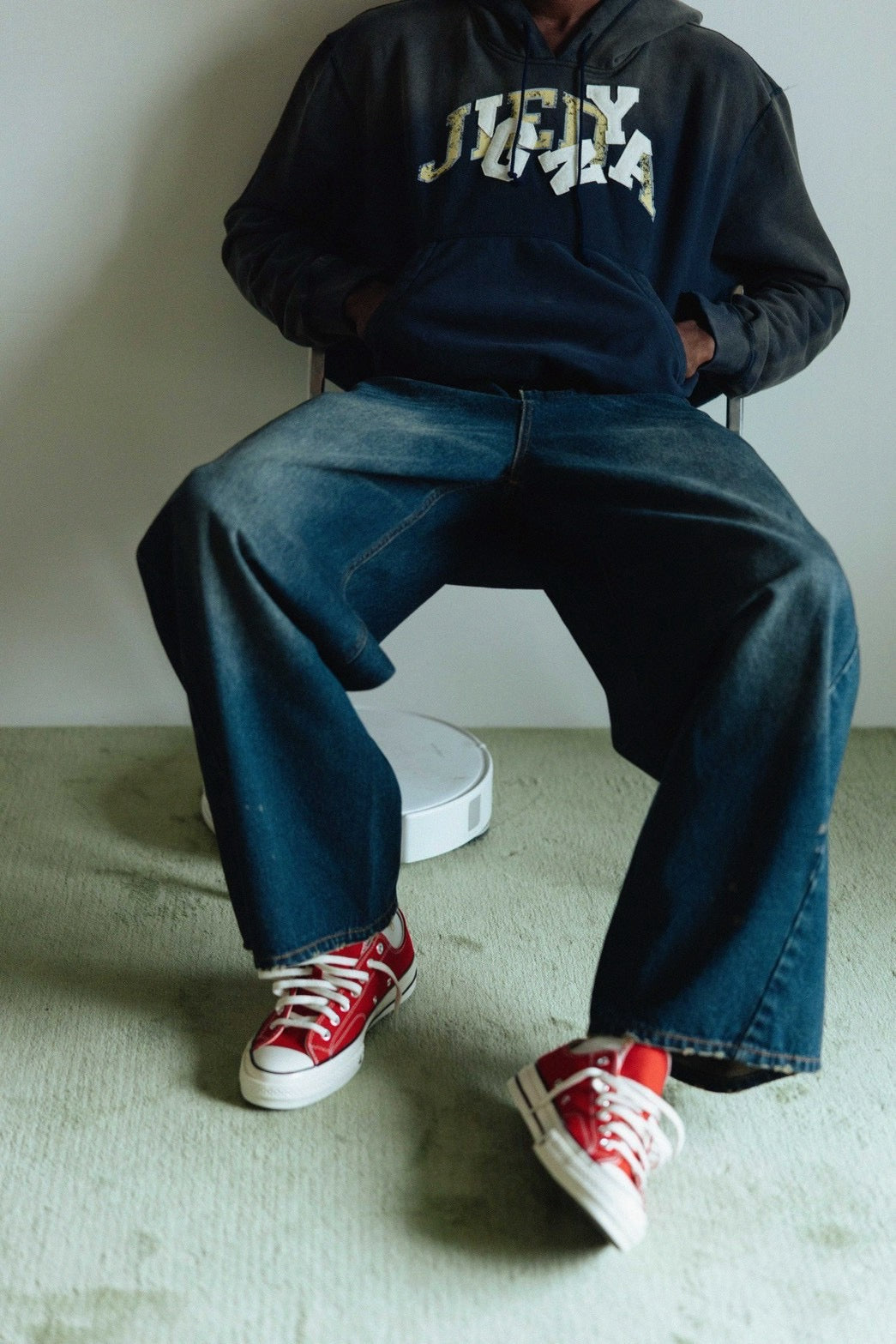 YANGI × JIEDA Vintage Distressed Fades Hoodie