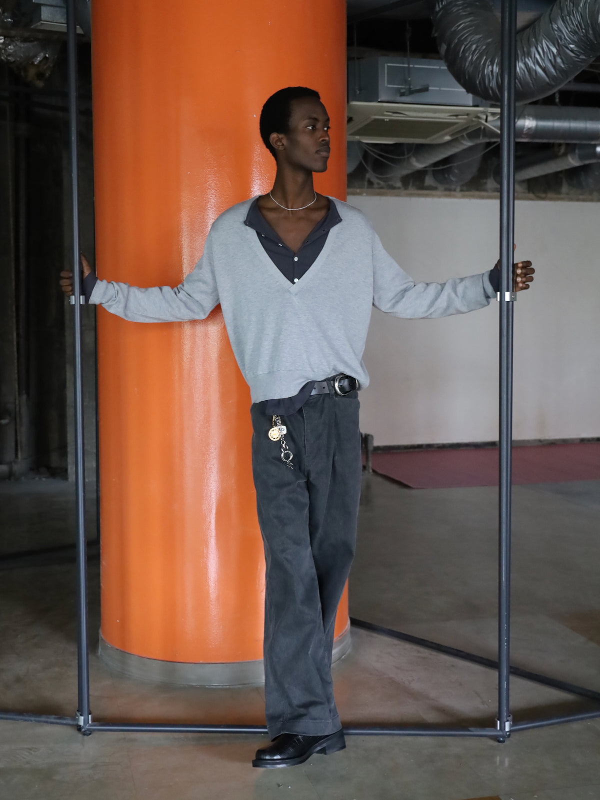 COTTON SILK V NECK KNIT