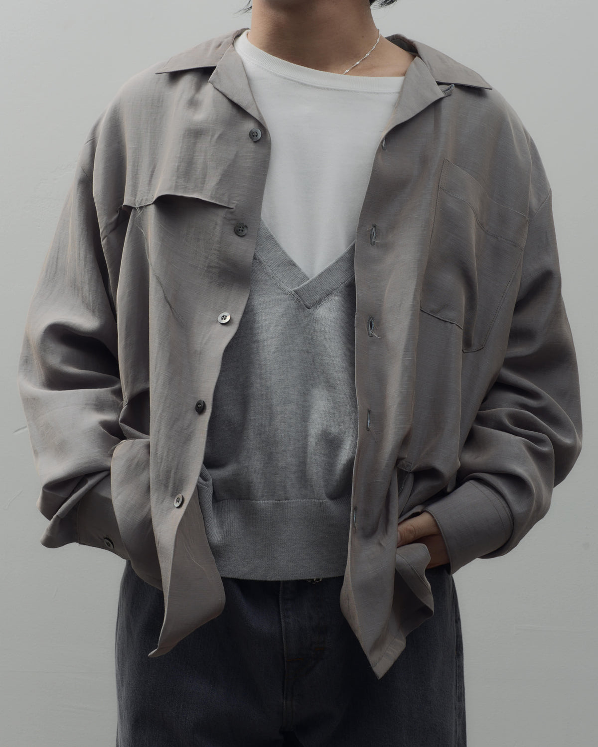 COTTON SILK V NECK KNIT