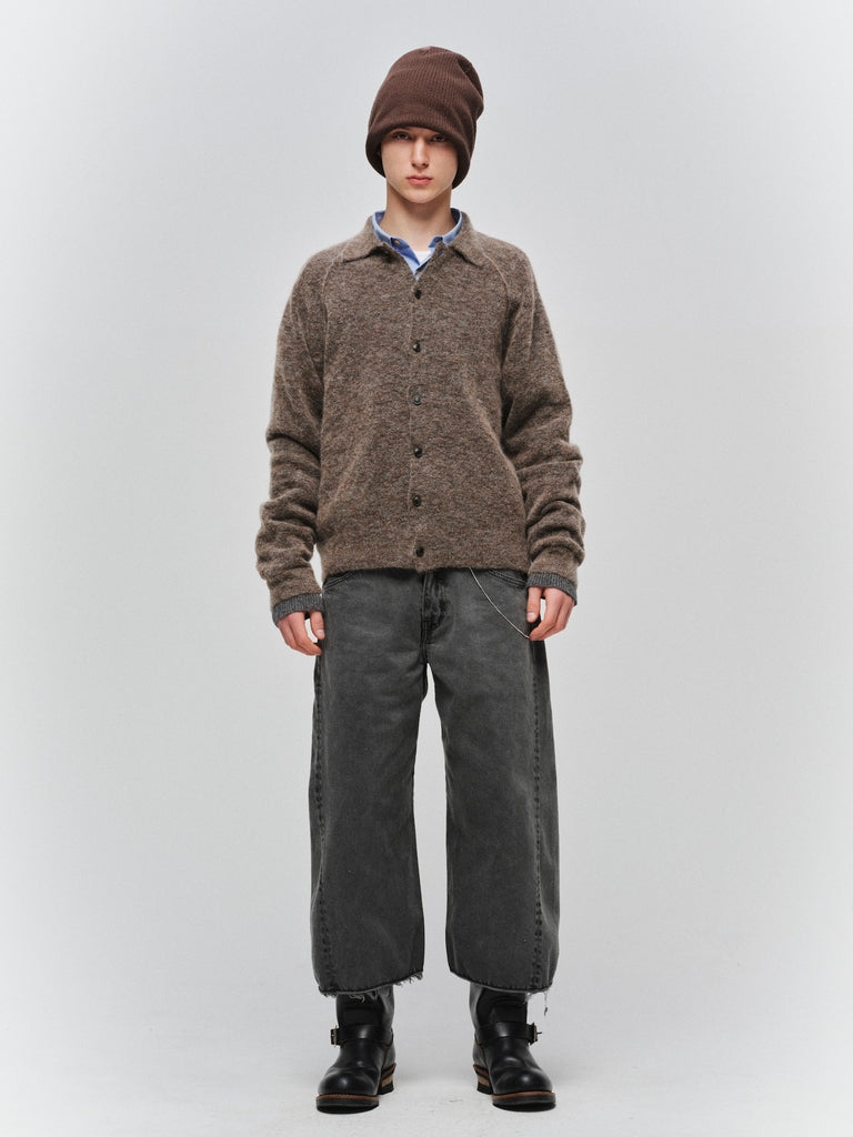 LAYERED MOHAIR KNIT SHIRT