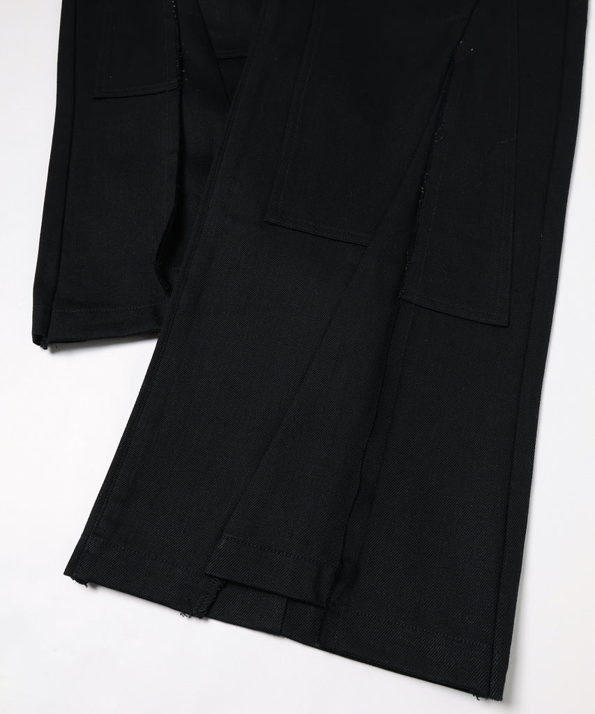 CUT OFF DOUBLE KNEE DENIM PANTS