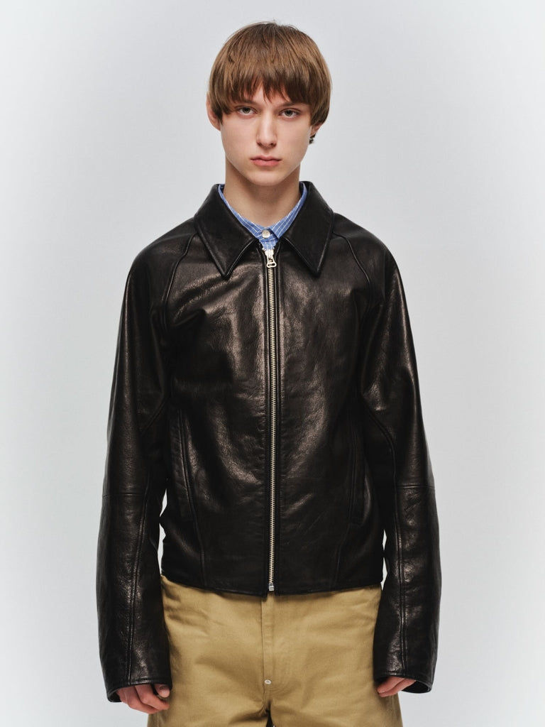 DRAPING LEATHER JACKET