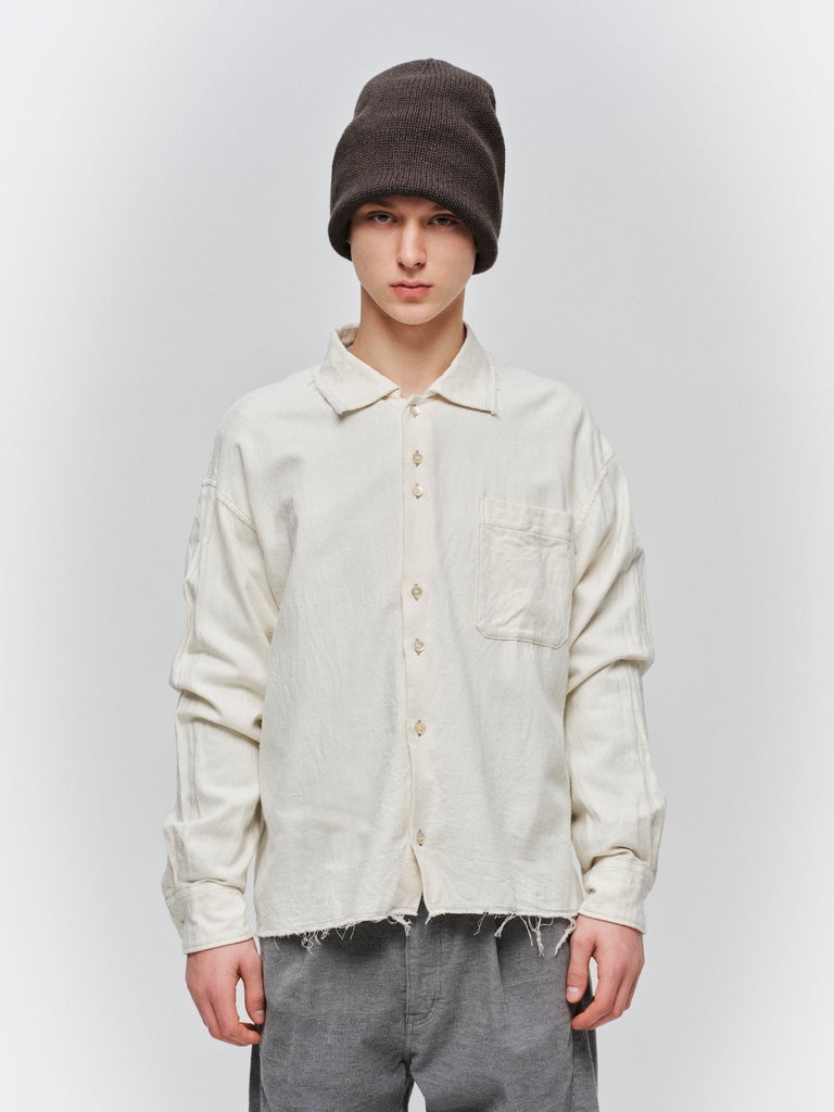 COTTON SILK CUT-OFF SHORT SHIRT