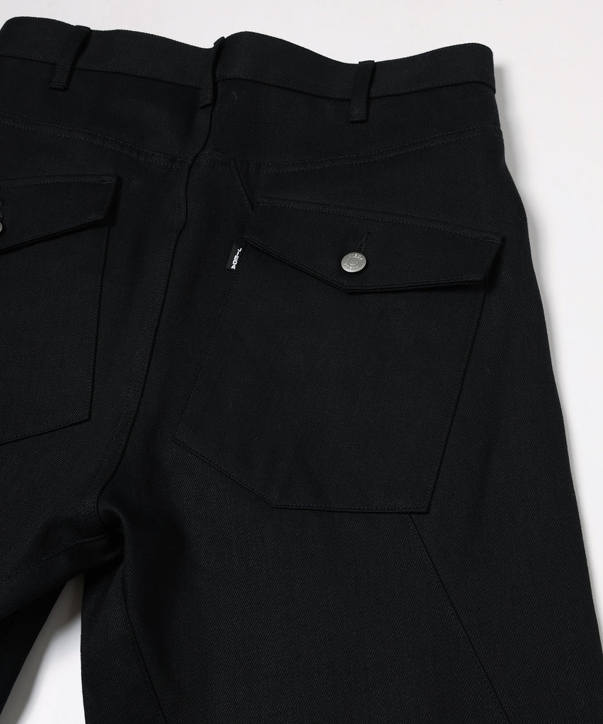 ENGINEERED DRAPING FLARE DENIM PANTS