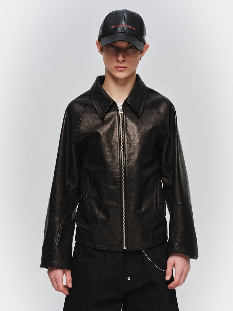 DRAPING LEATHER JACKET