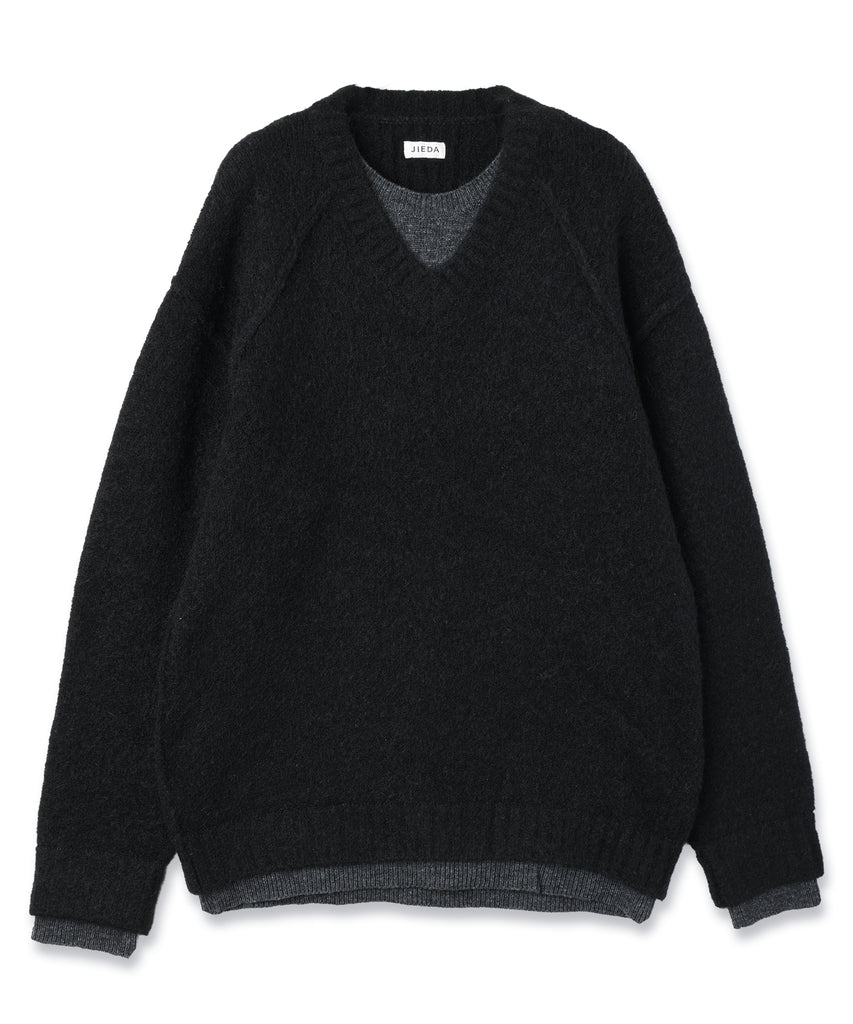 LAYERED MOHAIR V-NECK SWEATER