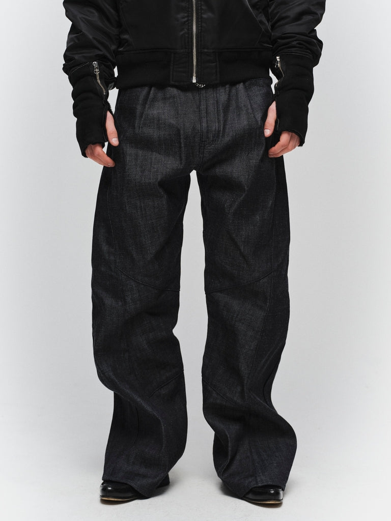 ENGINEERED DRAPING FLARE DENIM PANTS