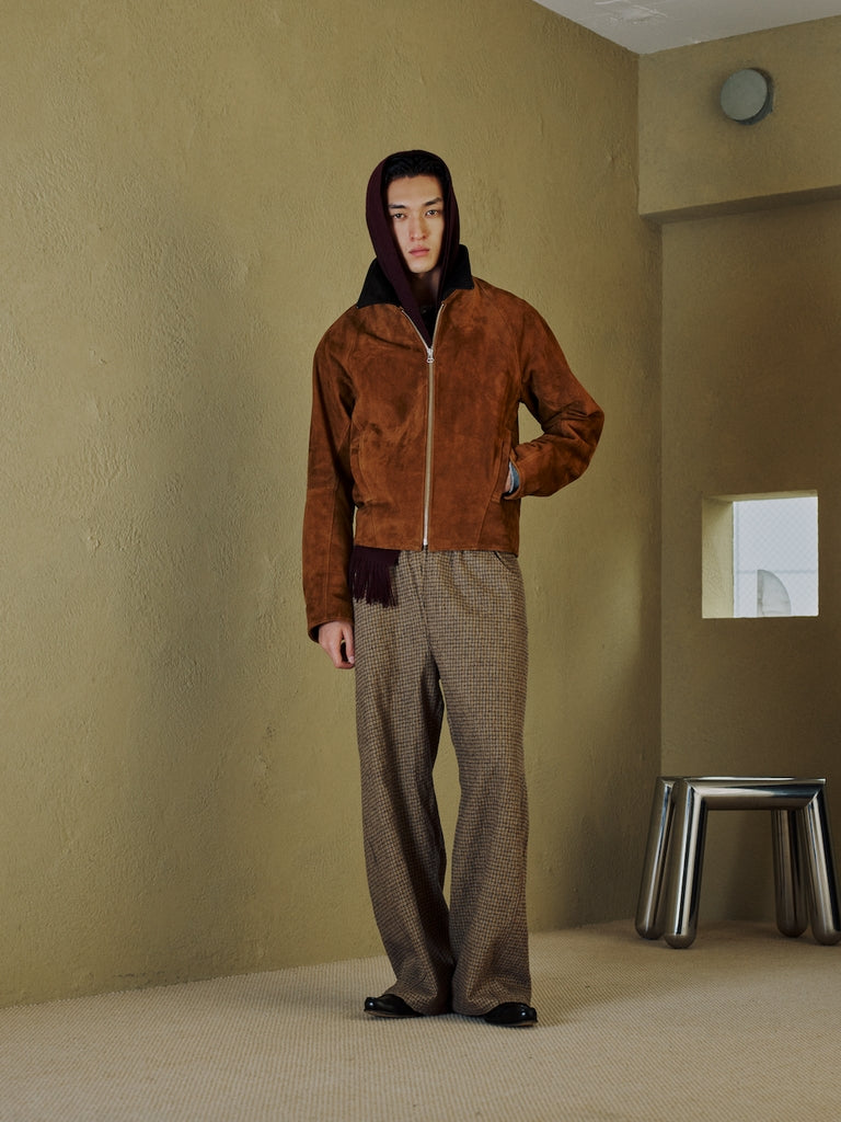 NUBUCK DRAPING LEATHER JACKET