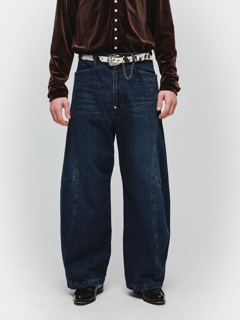 VINTAGE-FEEL DRAPED DENIM PANTS