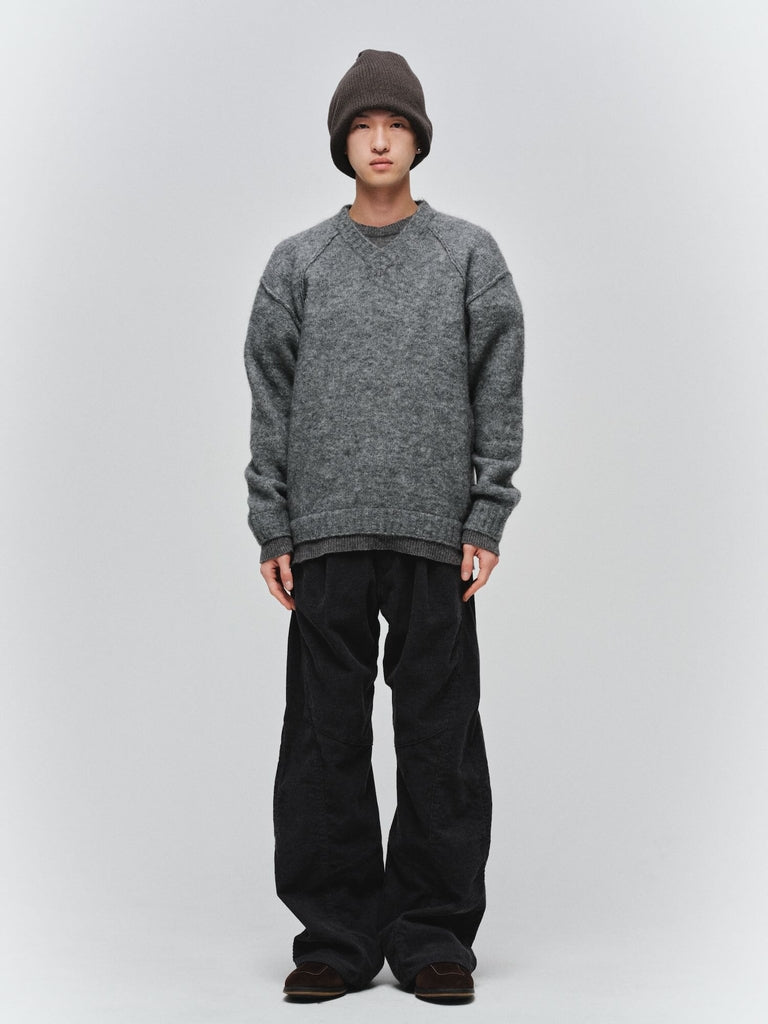 LAYERED MOHAIR V-NECK SWEATER