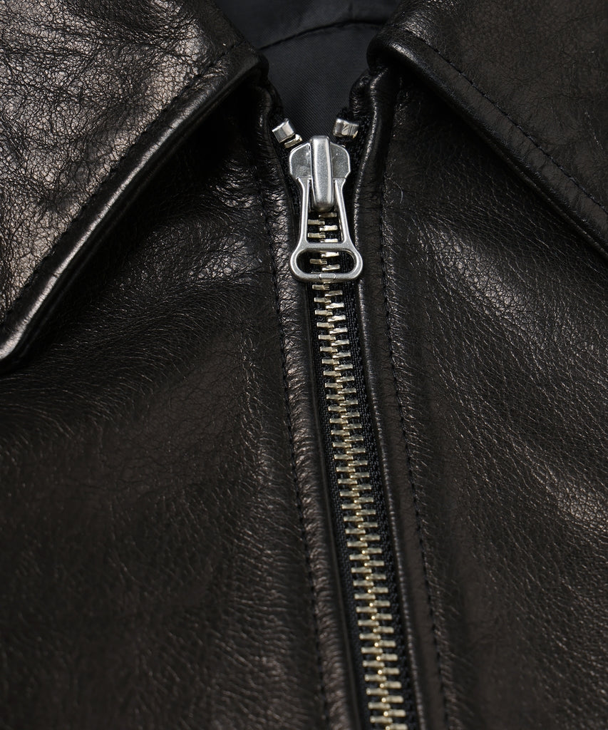 DRAPING LEATHER JACKET