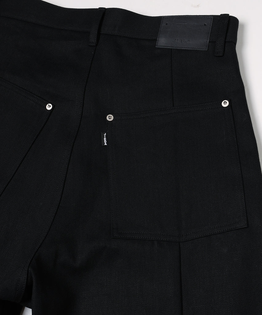 CUT OFF DOUBLE KNEE DENIM PANTS