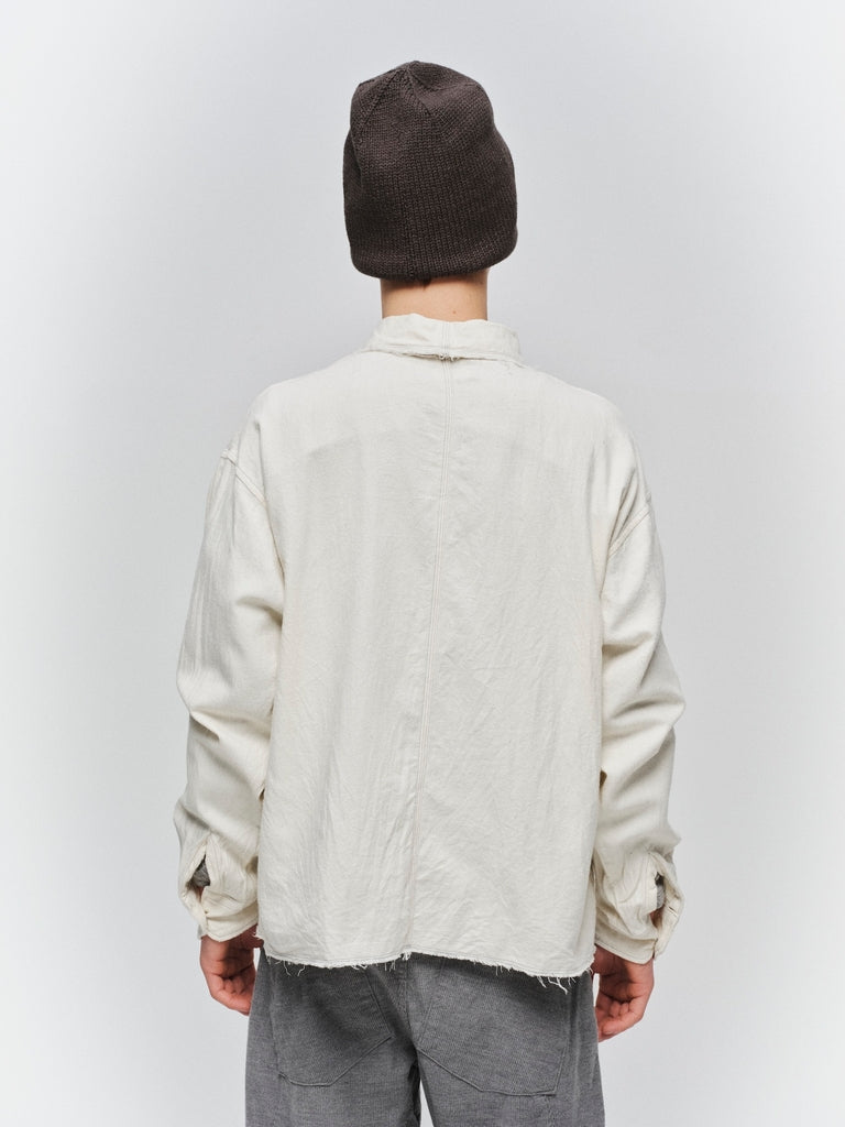 COTTON SILK CUT-OFF SHORT SHIRT