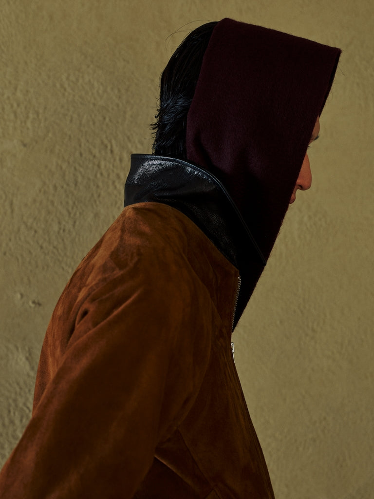 NUBUCK DRAPING LEATHER JACKET