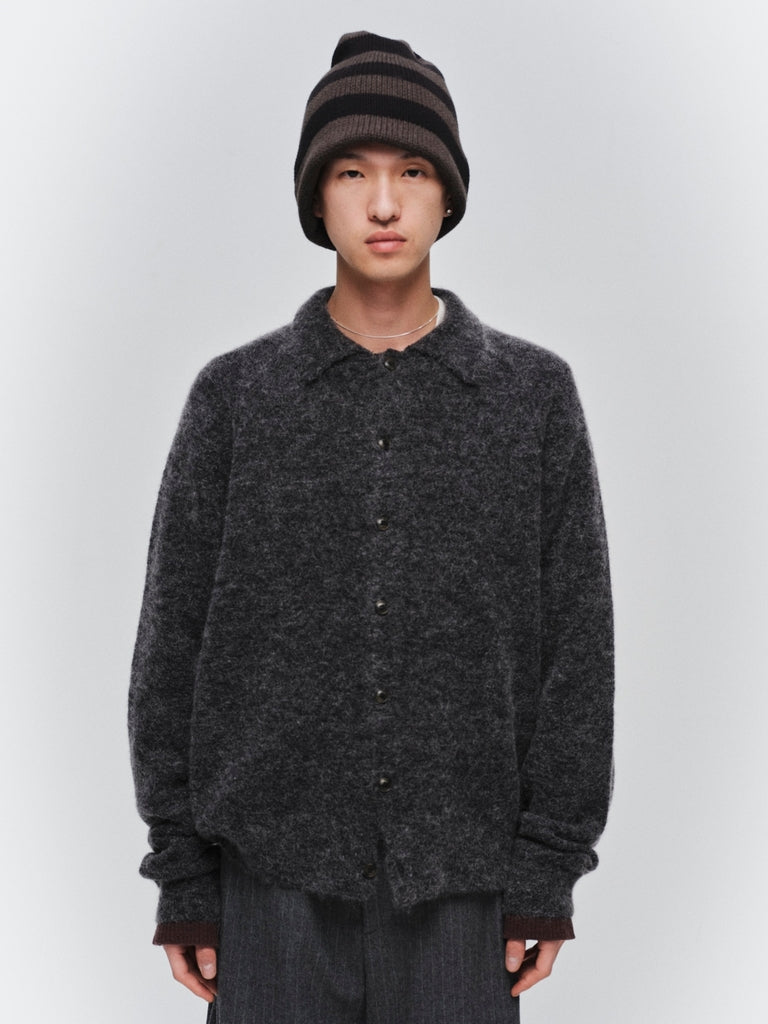 LAYERED MOHAIR KNIT SHIRT