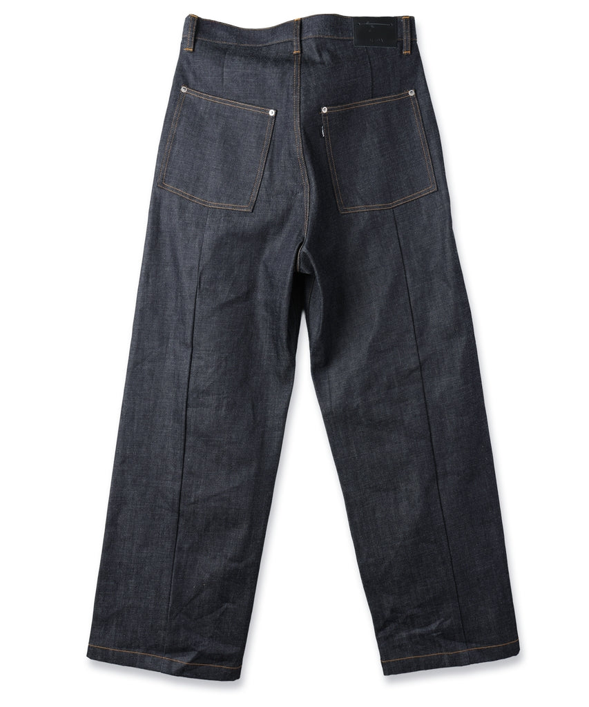 CUT OFF DOUBLE KNEE DENIM PANTS