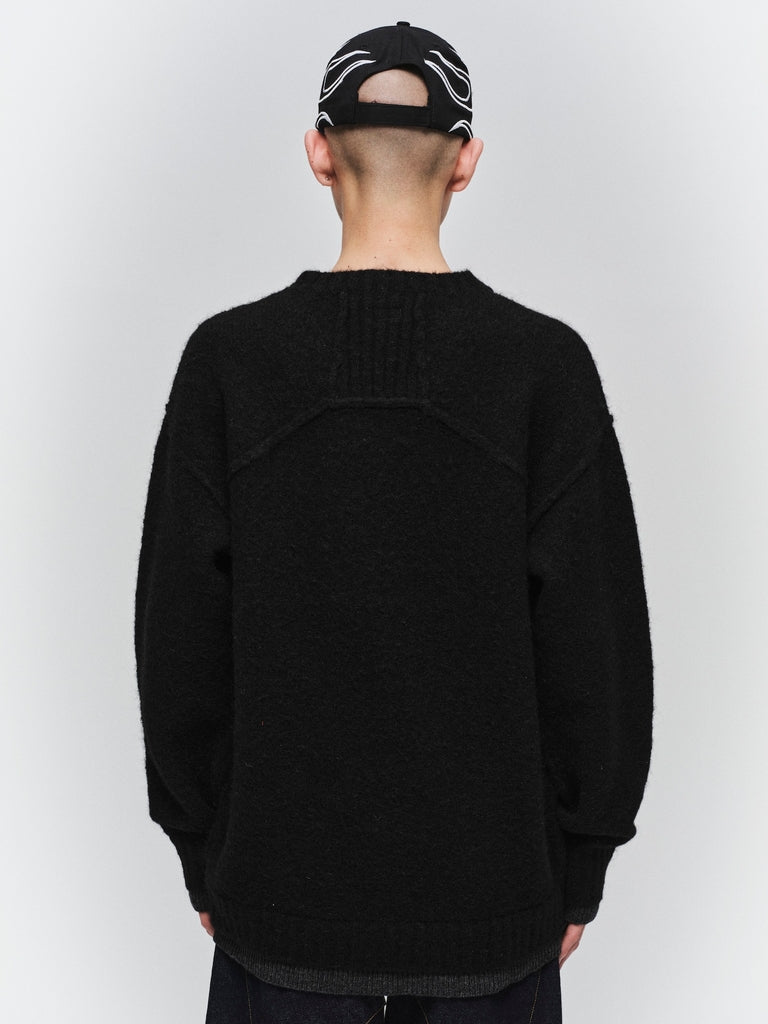LAYERED MOHAIR V-NECK SWEATER