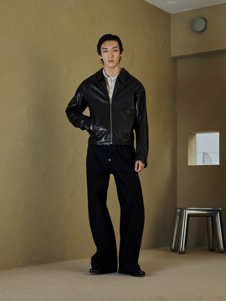DRAPING LEATHER JACKET