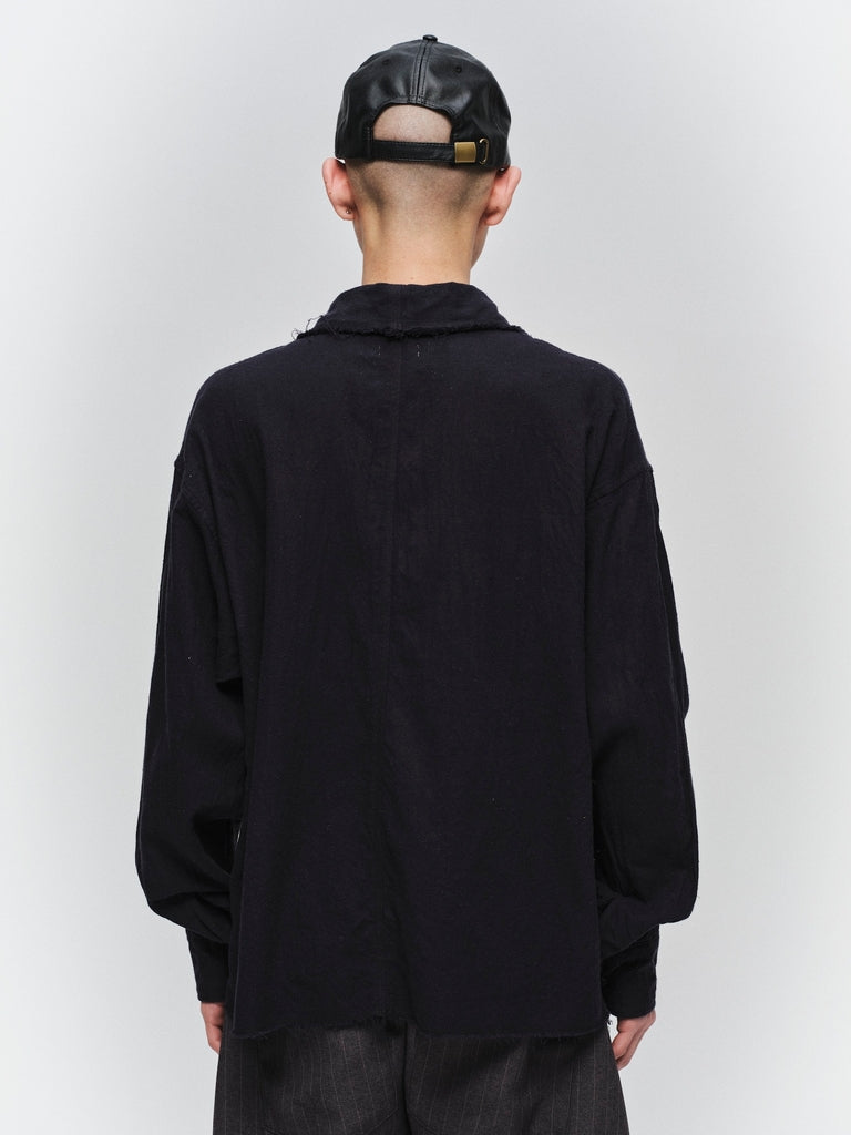 COTTON SILK CUT-OFF SHORT SHIRT