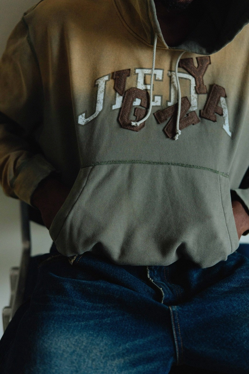 YANGI × JIEDA　Vintage Distressed Fades Hoodie