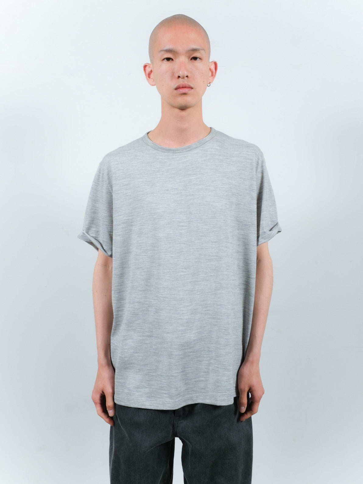 SLEEVE ROLL UP WOOL TEE