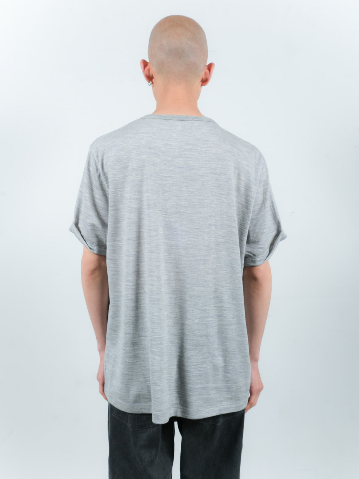 SLEEVE ROLL UP WOOL TEE