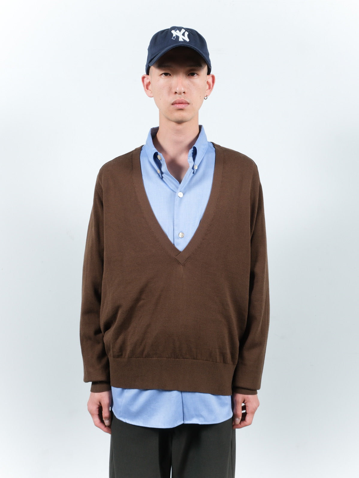 COTTON SILK V NECK KNIT