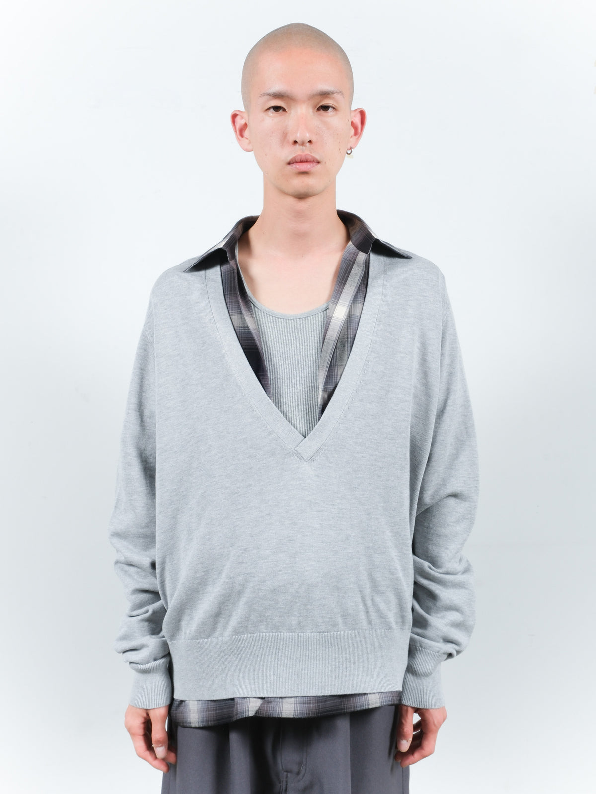 COTTON SILK V NECK KNIT