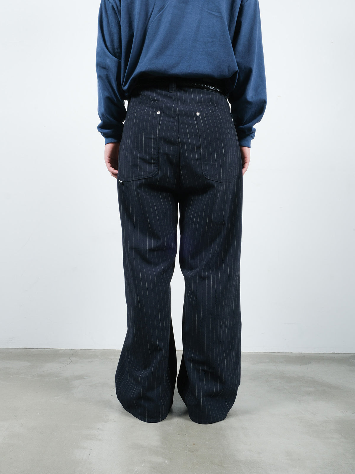 STRIPE WIDE ONE TUCK PANTS
