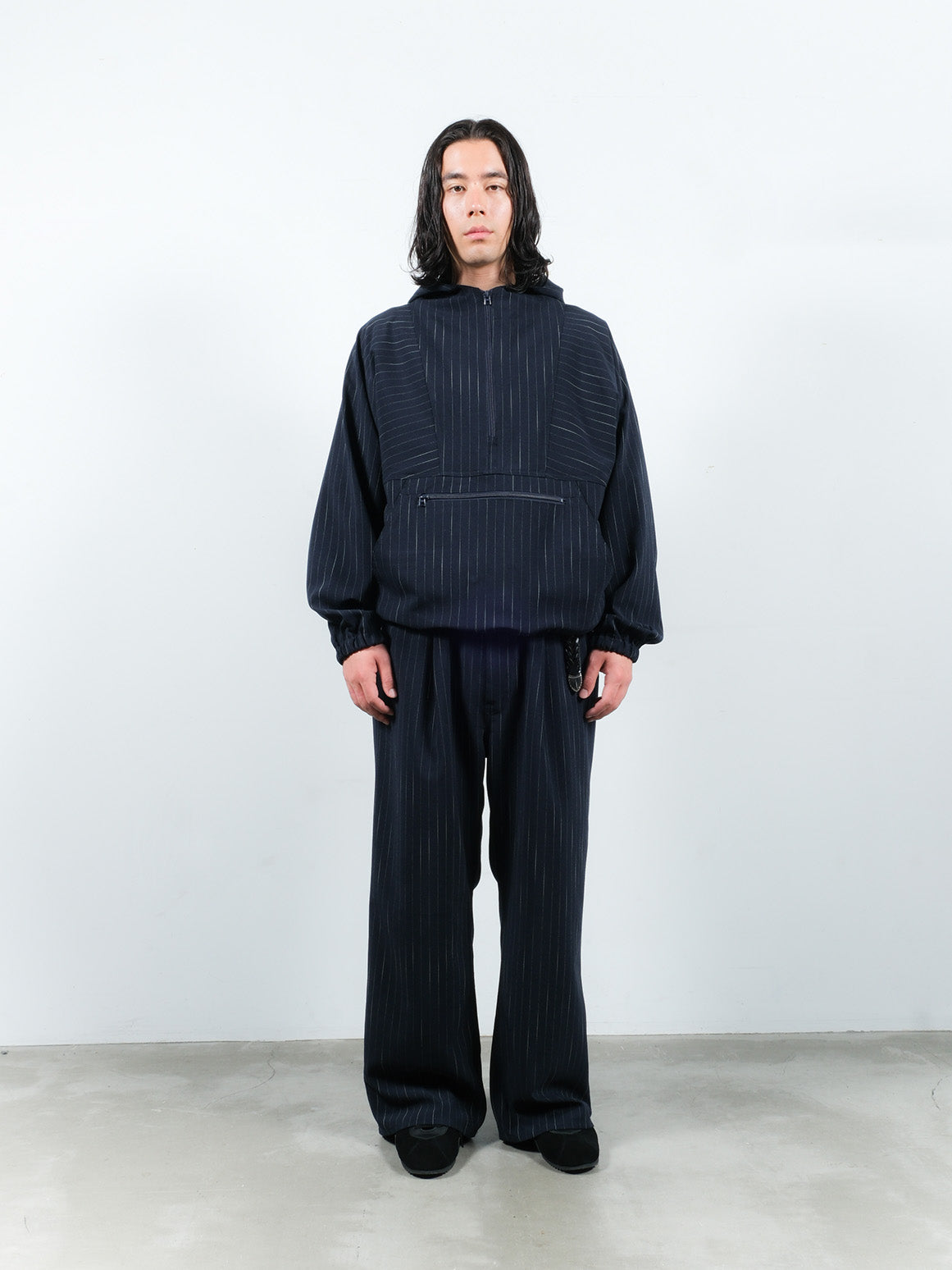 STRIPE WIDE ONE TUCK PANTS