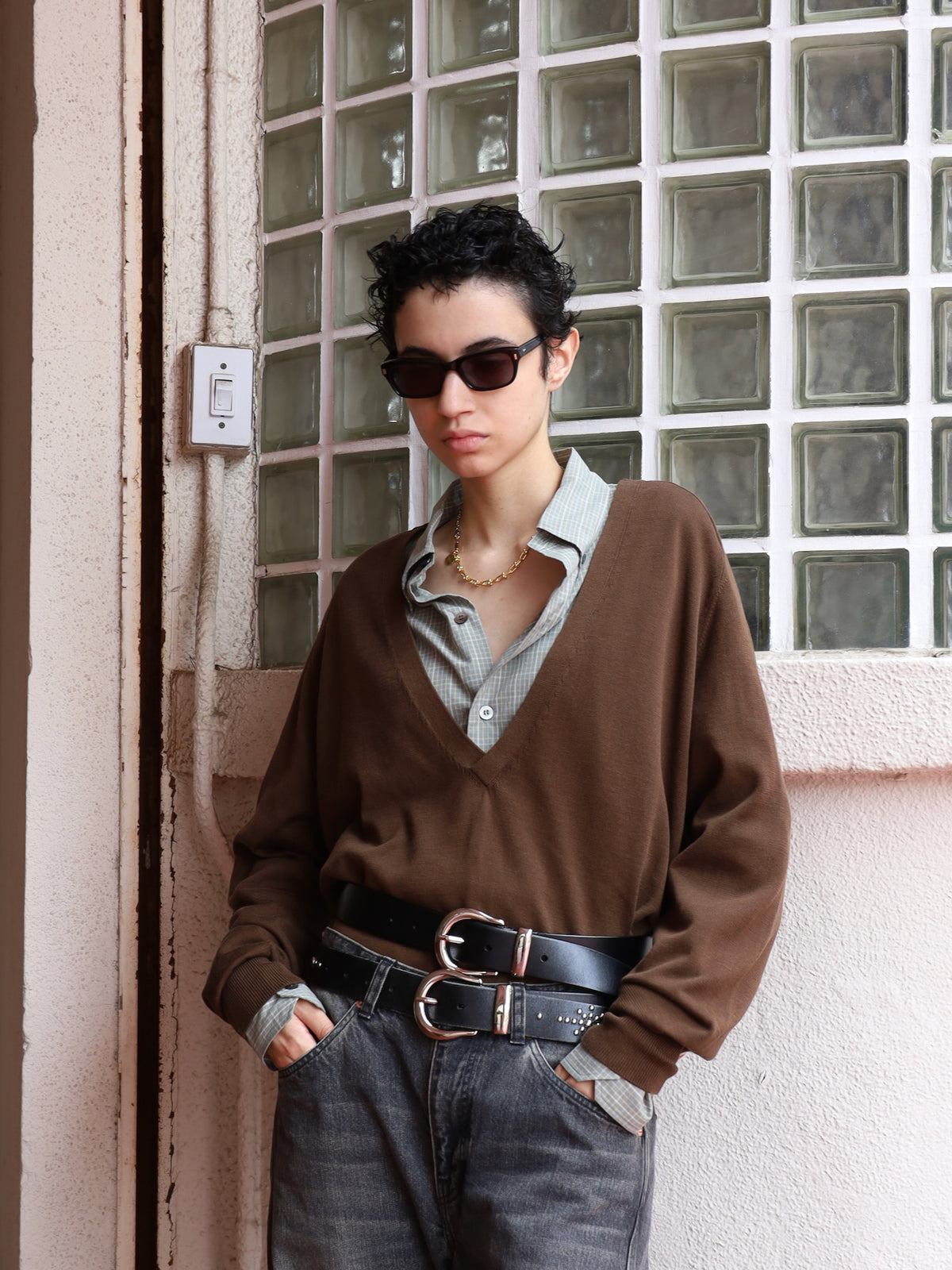 [SAMPLE] COTTON SILK V NECK KNIT