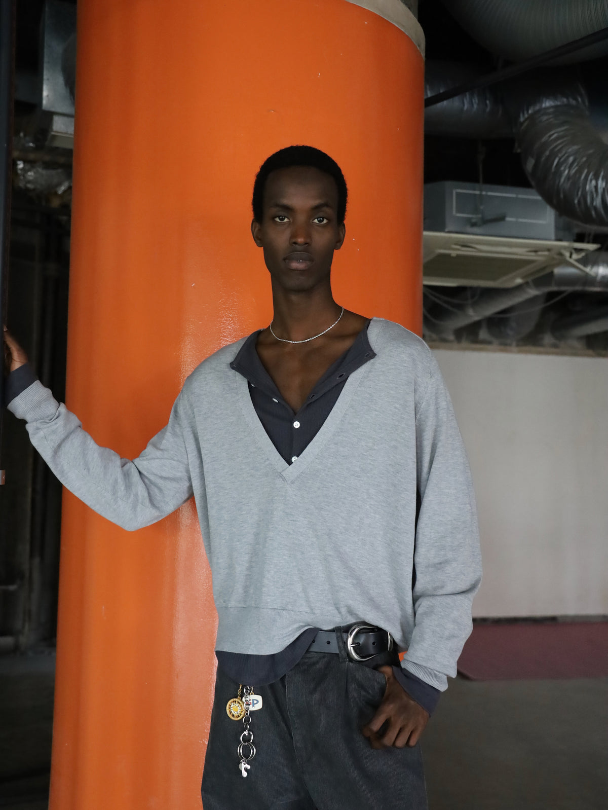 [SAMPLE] COTTON SILK V NECK KNIT