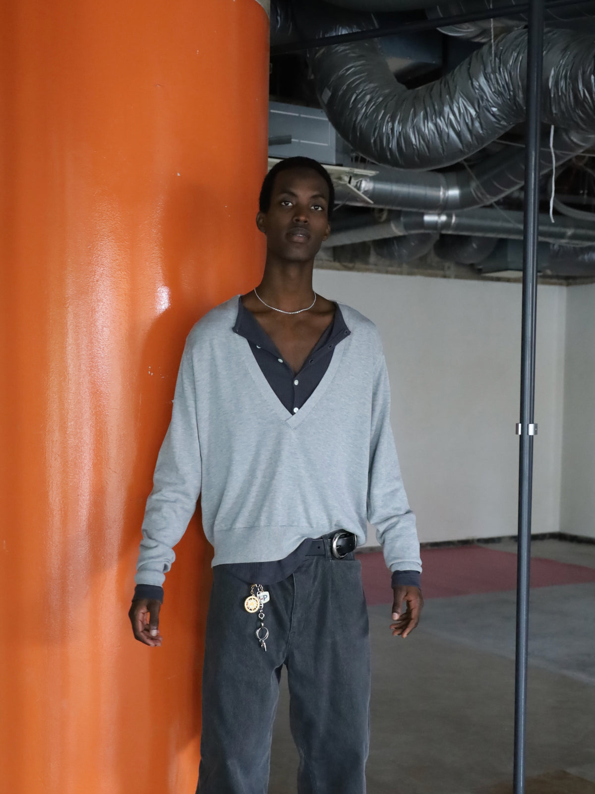 [SAMPLE] COTTON SILK V NECK KNIT