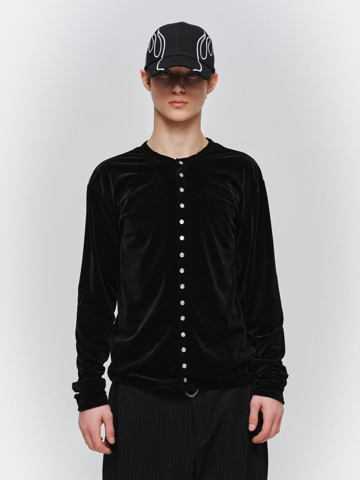 VELOR SNAP CARDIGAN