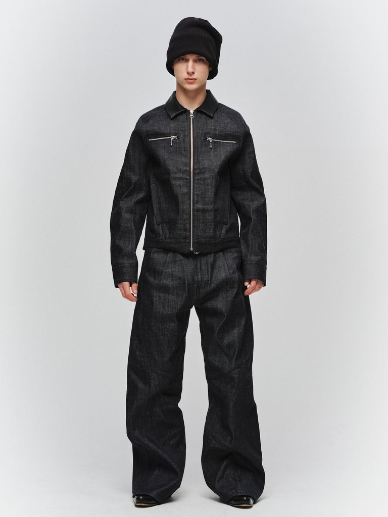 ENGINEERED DRAPING FLARE DENIM PANTS