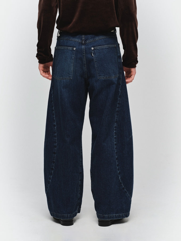 VINTAGE-FEEL DRAPED DENIM PANTS
