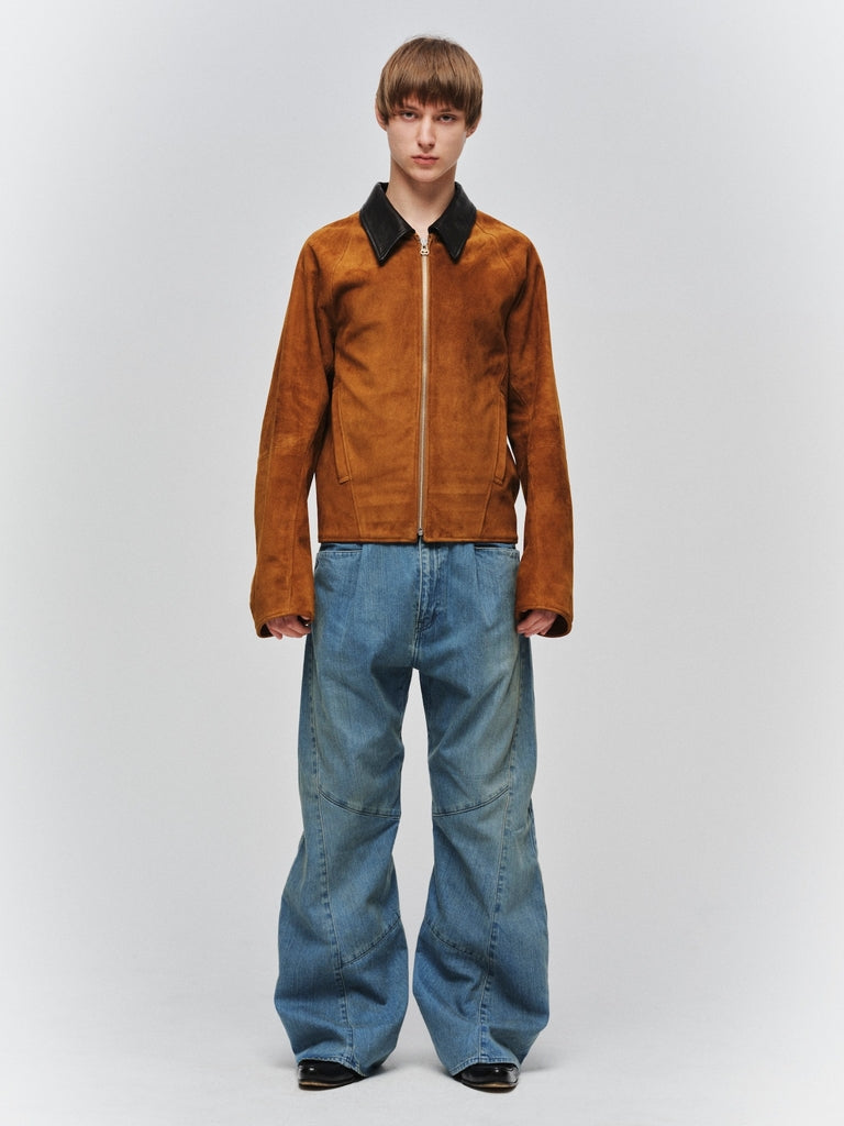 NUBUCK DRAPING LEATHER JACKET