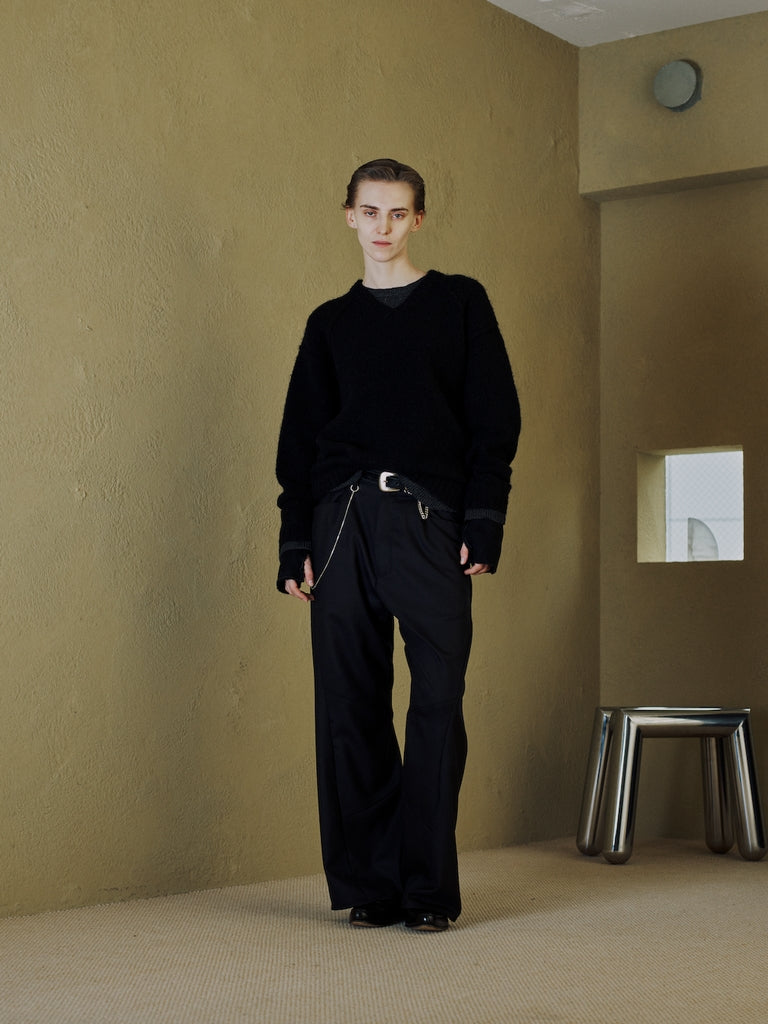 LAYERED MOHAIR V-NECK SWEATER