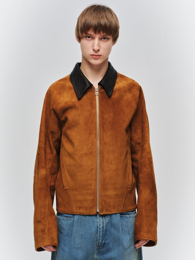 NUBUCK DRAPING LEATHER JACKET