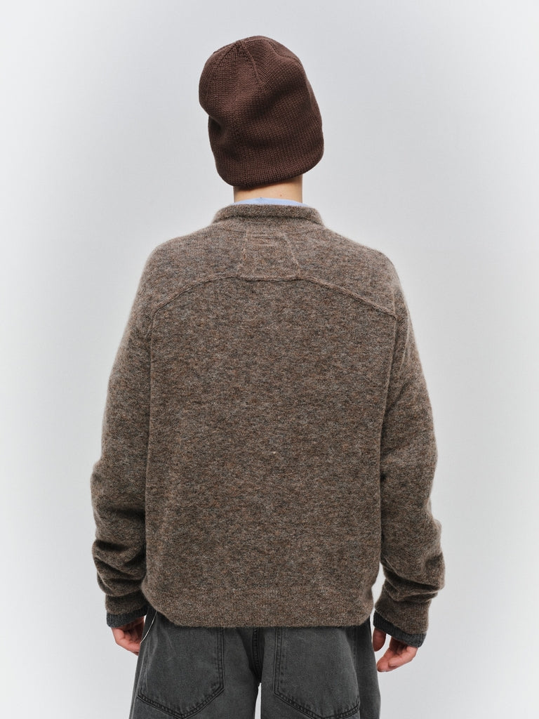 LAYERED MOHAIR KNIT SHIRT