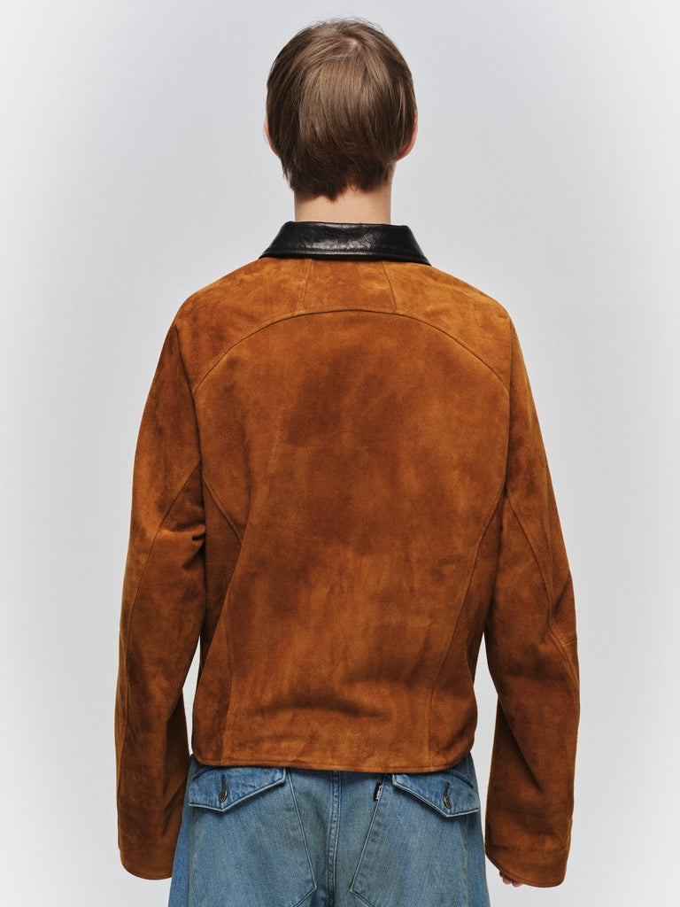 NUBUCK DRAPING LEATHER JACKET