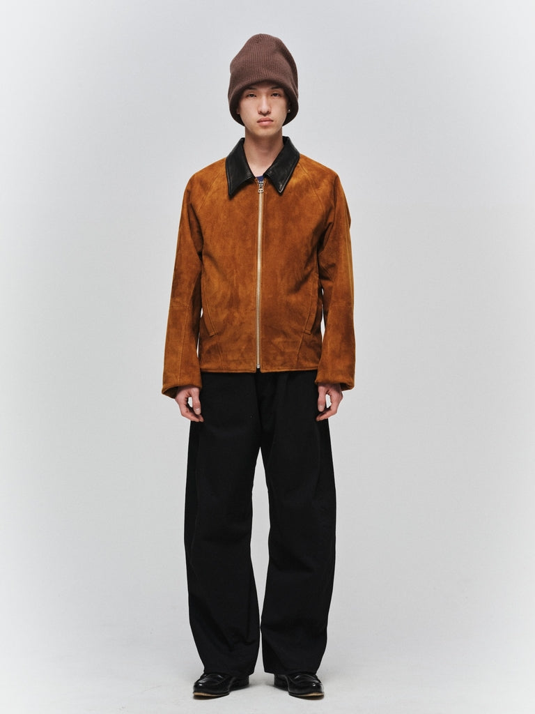 NUBUCK DRAPING LEATHER JACKET