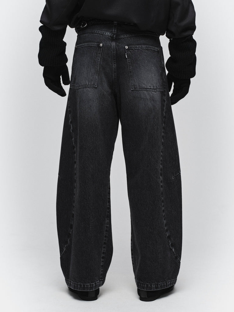 VINTAGE-FEEL DRAPED DENIM PANTS