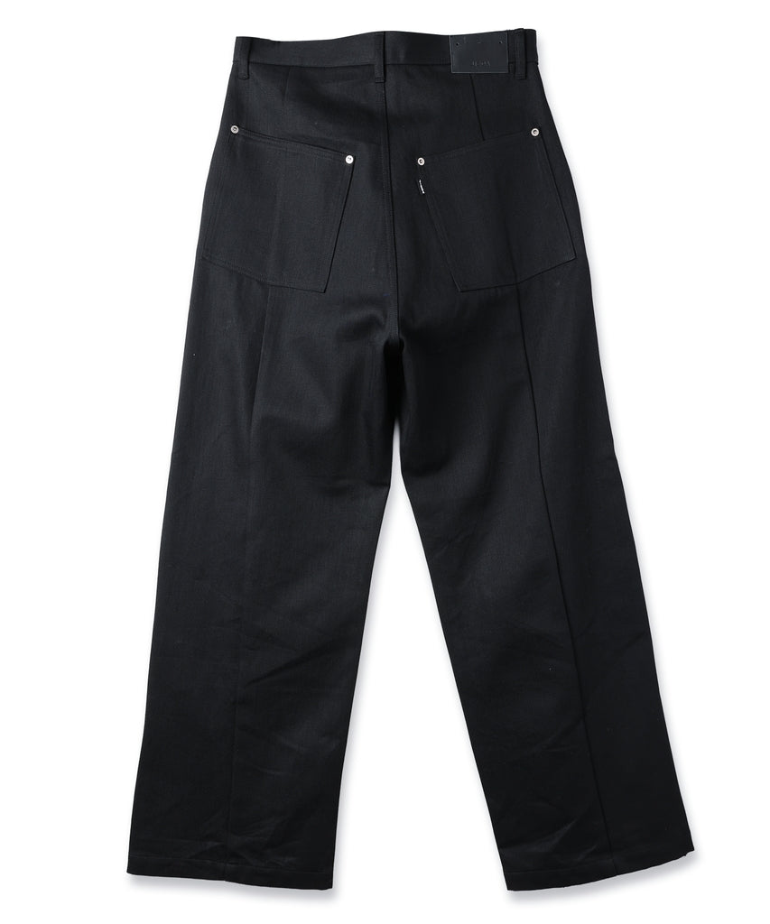 CUT OFF DOUBLE KNEE DENIM PANTS