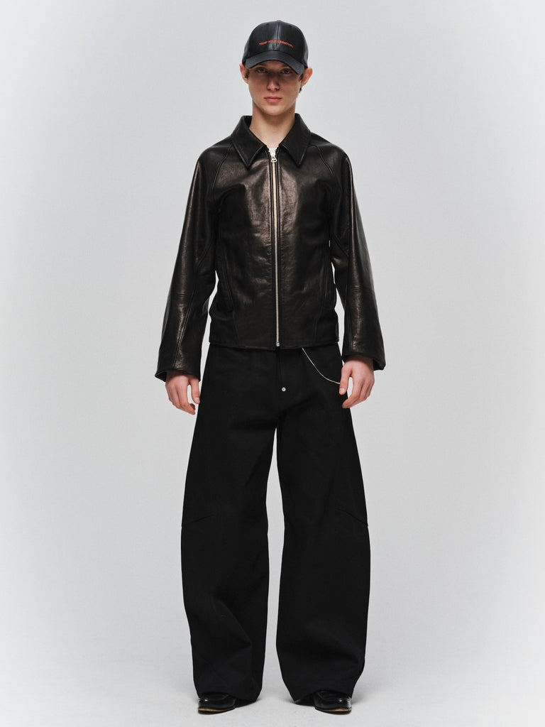 DRAPING LEATHER JACKET
