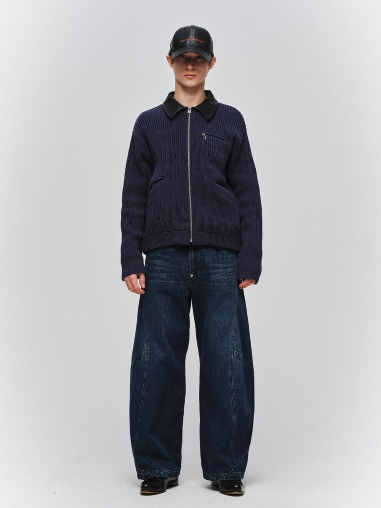 VINTAGE-FEEL DRAPED DENIM PANTS