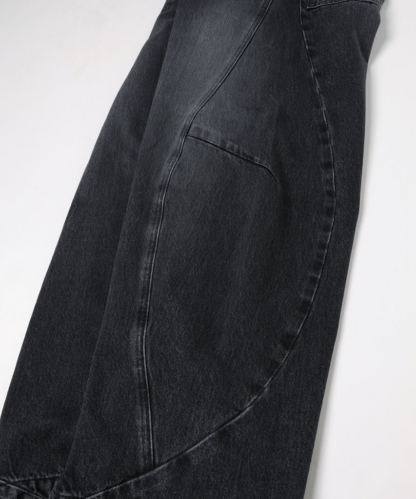 VINTAGE-FEEL DRAPED DENIM PANTS