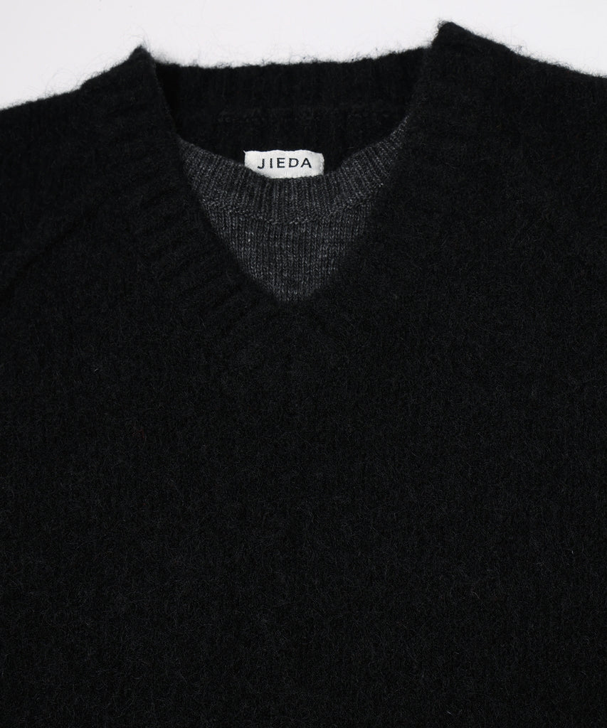 LAYERED MOHAIR V-NECK SWEATER
