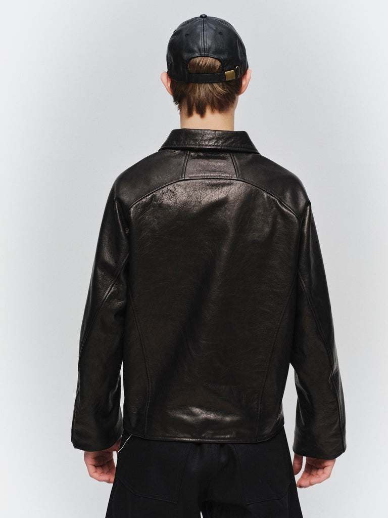 DRAPING LEATHER JACKET